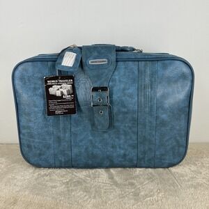 Vintage World Traveler Blue Carry On Suitcase Retro Luggage w Tags